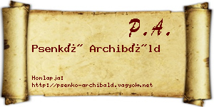 Psenkó Archibáld névjegykártya