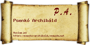 Psenkó Archibáld névjegykártya