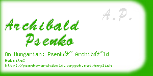 archibald psenko business card